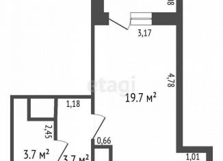 Квартира на продажу студия, 27.1 м2, Обнинск, улица Кутузова, 23, ЖК Мирный