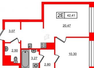 Продаю 1-комнатную квартиру, 42.4 м2, Санкт-Петербург, улица Челюскина, 8, метро Зенит