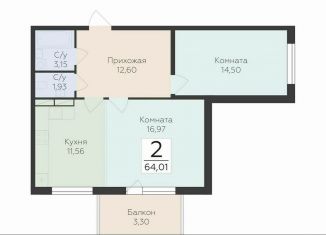 Продаю 2-комнатную квартиру, 64 м2, деревня Лупполово, ЖК Финские Кварталы, Деревенская улица, 21