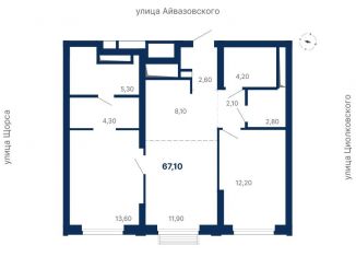 Продам 2-ком. квартиру, 67.1 м2, Екатеринбург, метро Ботаническая, Московская улица, 247А