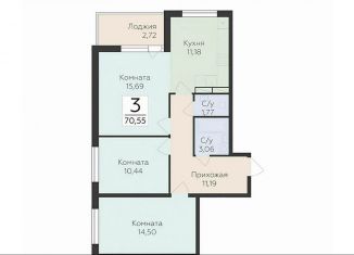 3-комнатная квартира на продажу, 70.6 м2, деревня Лупполово, Деревенская улица, 21