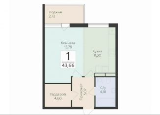 1-ком. квартира на продажу, 43.7 м2, деревня Лупполово, Деревенская улица, 21