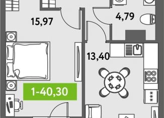 Продажа 1-комнатной квартиры, 41.8 м2, Санкт-Петербург, Пулковское шоссе, 30, Пулковское шоссе