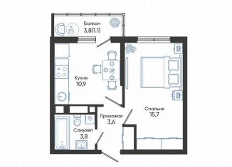 Продается однокомнатная квартира, 35.1 м2, Краснодарский край