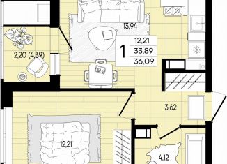 Продажа 1-комнатной квартиры, 36.1 м2, Краснодарский край, улица имени Ивана Лотышева
