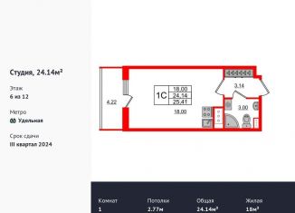 Квартира на продажу студия, 24.1 м2, Санкт-Петербург, метро Политехническая