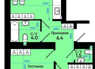 2-комнатная квартира на продажу, 58.3 м2, Батайск, улица Олимпийское Кольцо, 36к21