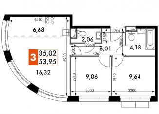 3-комнатная квартира на продажу, 54 м2, поселение Московский