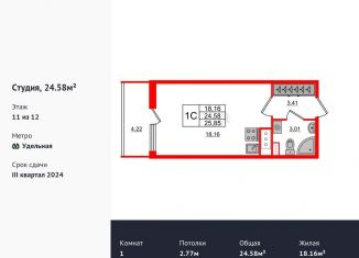 Продам квартиру студию, 24.6 м2, Санкт-Петербург, метро Политехническая