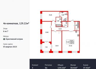 Продается 3-ком. квартира, 129.2 м2, Санкт-Петербург, метро Крестовский остров