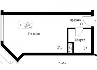 Однокомнатная квартира на продажу, 28.9 м2, Калининградская область