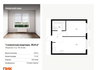 Продажа однокомнатной квартиры, 35.8 м2, Москва, станция Локомотив