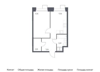 Продается 1-ком. квартира, 37.5 м2, Москва, многофункциональный комплекс Тропарево Парк, к2.3