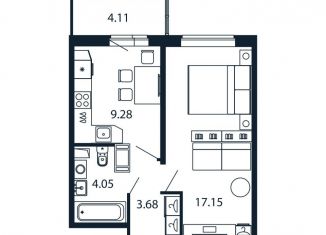 Однокомнатная квартира на продажу, 35.4 м2, Мурино