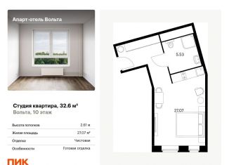 Продается квартира студия, 32.6 м2, Санкт-Петербург, проспект Энергетиков, 6, муниципальный округ Малая Охта
