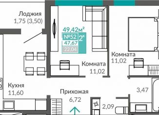 Продам 2-комнатную квартиру, 47.7 м2, Крым