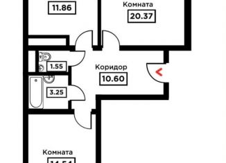 Продажа 2-ком. квартиры, 65.4 м2, Краснодар, Школьная улица, 1