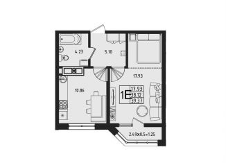 Продажа 1-комнатной квартиры, 39.4 м2, аул Новая Адыгея, Песочная улица
