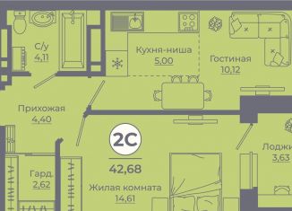 Продам 2-комнатную квартиру, 42.4 м2, Ростов-на-Дону, улица Ерёменко, 111