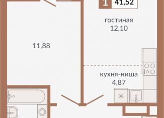 Продается 1-комнатная квартира, 41.5 м2, Екатеринбург, Верх-Исетский район