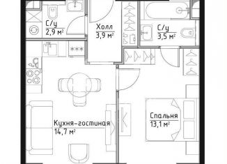 Продаю однокомнатную квартиру, 38.1 м2, Москва, ЮАО, Дубининская улица, 59к7