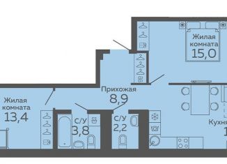 2-комнатная квартира на продажу, 63.8 м2, Екатеринбург