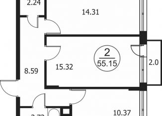 2-комнатная квартира на продажу, 55.2 м2, Московская область, улица Пацейко