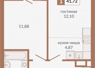 Продам 1-комнатную квартиру, 41.7 м2, Екатеринбург, Верх-Исетский район