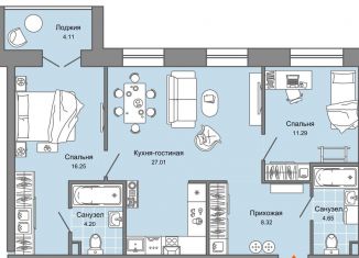 Продам трехкомнатную квартиру, 74 м2, Ульяновская область, жилой комплекс Центрополис, 5