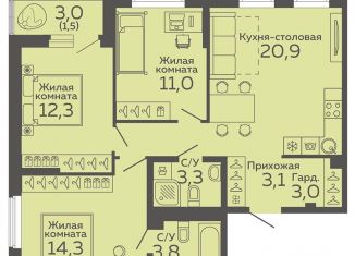 Продаю 3-комнатную квартиру, 76.6 м2, Свердловская область, Новосинарский бульвар, 2