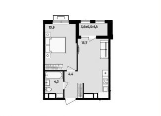 Продам 1-комнатную квартиру, 40.1 м2, аул Новая Адыгея