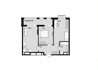 Продажа 2-комнатной квартиры, 58.4 м2, аул Новая Адыгея