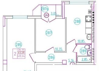 Продажа 2-комнатной квартиры, 48.6 м2, Шахты, переулок Бродского, 8