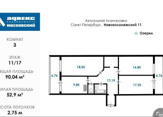 3-ком. квартира на продажу, 84 м2, Санкт-Петербург, Новоколомяжский проспект, 11, метро Озерки