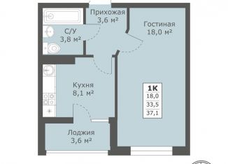 Однокомнатная квартира на продажу, 37.1 м2, Ставрополь