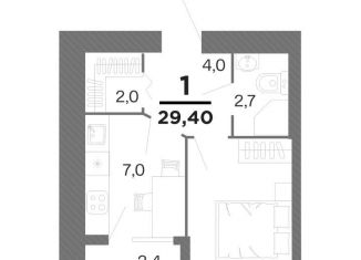 Продается однокомнатная квартира, 29.4 м2, Рязань