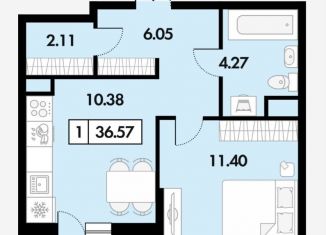 1-комнатная квартира на продажу, 36.6 м2, Рязанская область