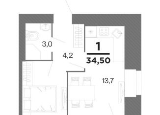 Продам однокомнатную квартиру, 34.5 м2, Рязанская область