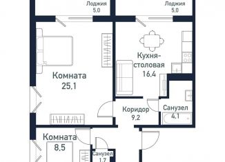 Продаю двухкомнатную квартиру, 65.2 м2, Челябинская область, улица имени капитана Ефимова, 8