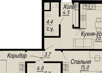 Продается 2-ком. квартира, 70.8 м2, Санкт-Петербург, набережная реки Карповки, 27В