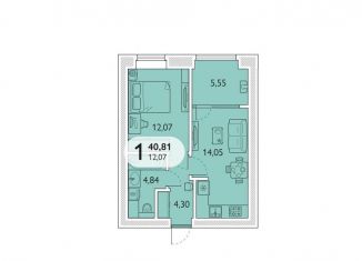 1-комнатная квартира на продажу, 40.8 м2, Брянская область, микрорайон Мегаполис-Парк, 23к2