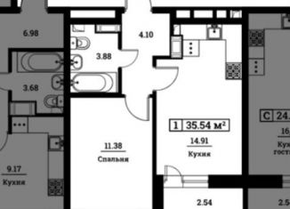 Продается 2-комнатная квартира, 34.3 м2, Мурино, Екатерининская улица, 19