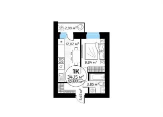 Продам однокомнатную квартиру, 34.2 м2, Самара, метро Юнгородок