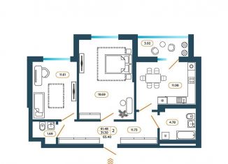 Продается 2-комнатная квартира, 65.4 м2, Батайск, Родная улица, 1