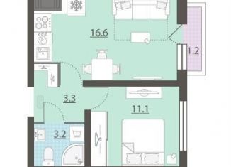 Продам 1-комнатную квартиру, 34.6 м2, Екатеринбург, метро Площадь 1905 года