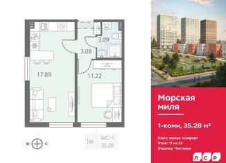 1-ком. квартира на продажу, 35.3 м2, Санкт-Петербург, метро Ленинский проспект
