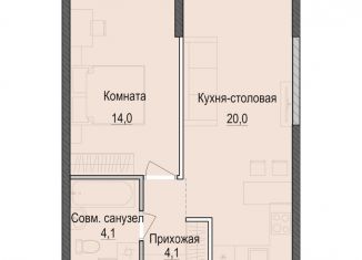Продам однокомнатную квартиру, 42.3 м2, Татарстан, площадь Тысячелетия