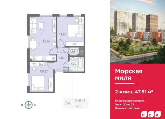 Продажа 2-комнатной квартиры, 47.5 м2, Санкт-Петербург, метро Ленинский проспект