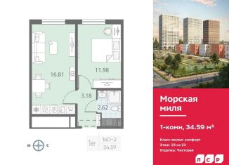 Продажа однокомнатной квартиры, 34.6 м2, Санкт-Петербург, муниципальный округ Юго-Запад