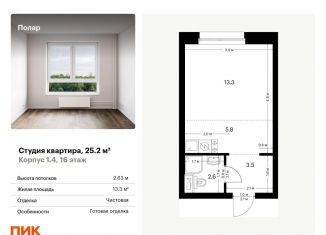 Продается квартира студия, 25.2 м2, Москва, жилой комплекс Полар, 1.4, район Северное Медведково